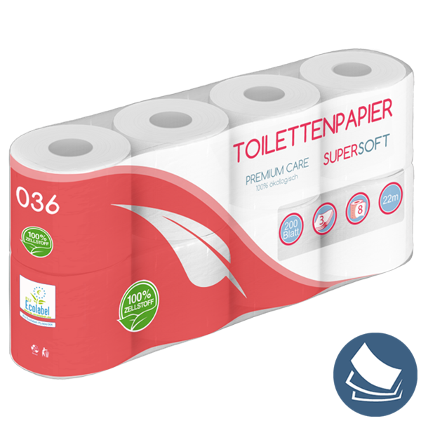 Toilettenpapier 3 lagig 100% Zellstoff - 200 Blatt MUSTER